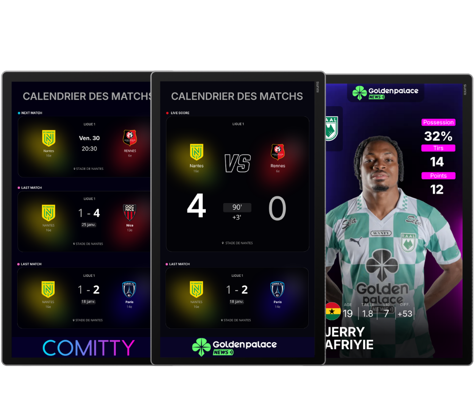 Écran d'activation Comitty avec score live