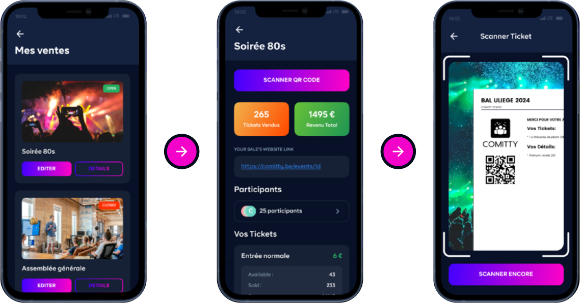 App Comitty - Billetterie et scan