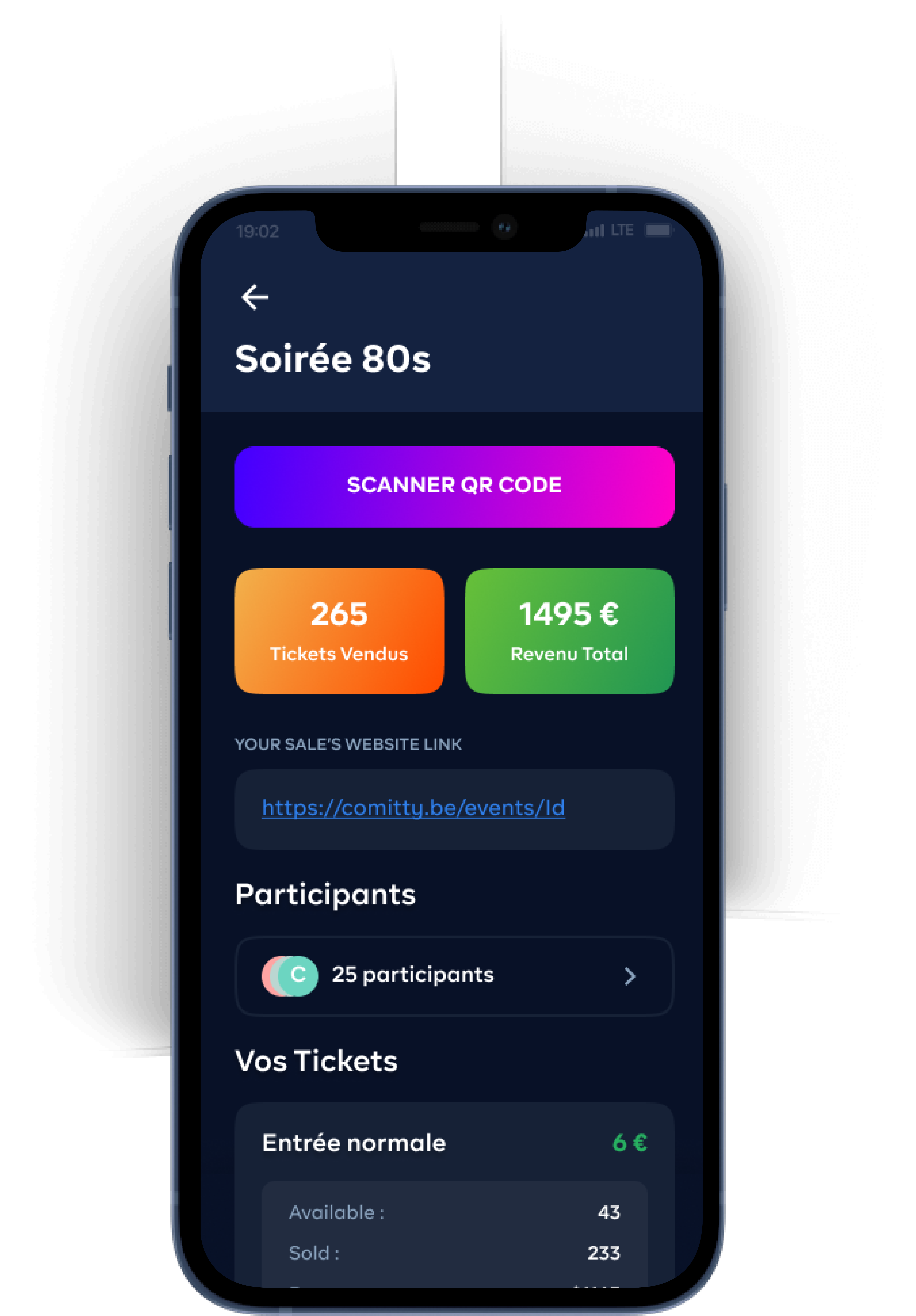 Application mobile billetterie Comitty